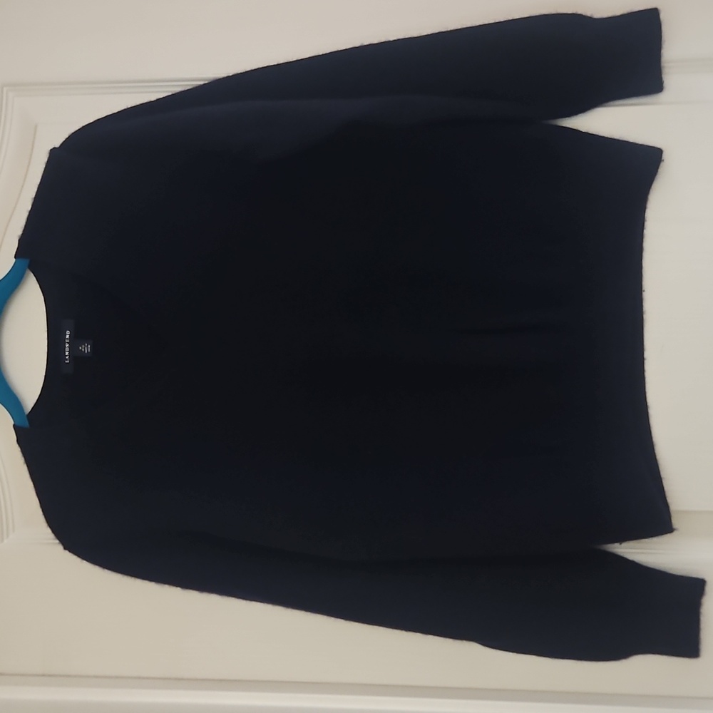Lands' End Women's Cashmere Navy V-Neck Sweater